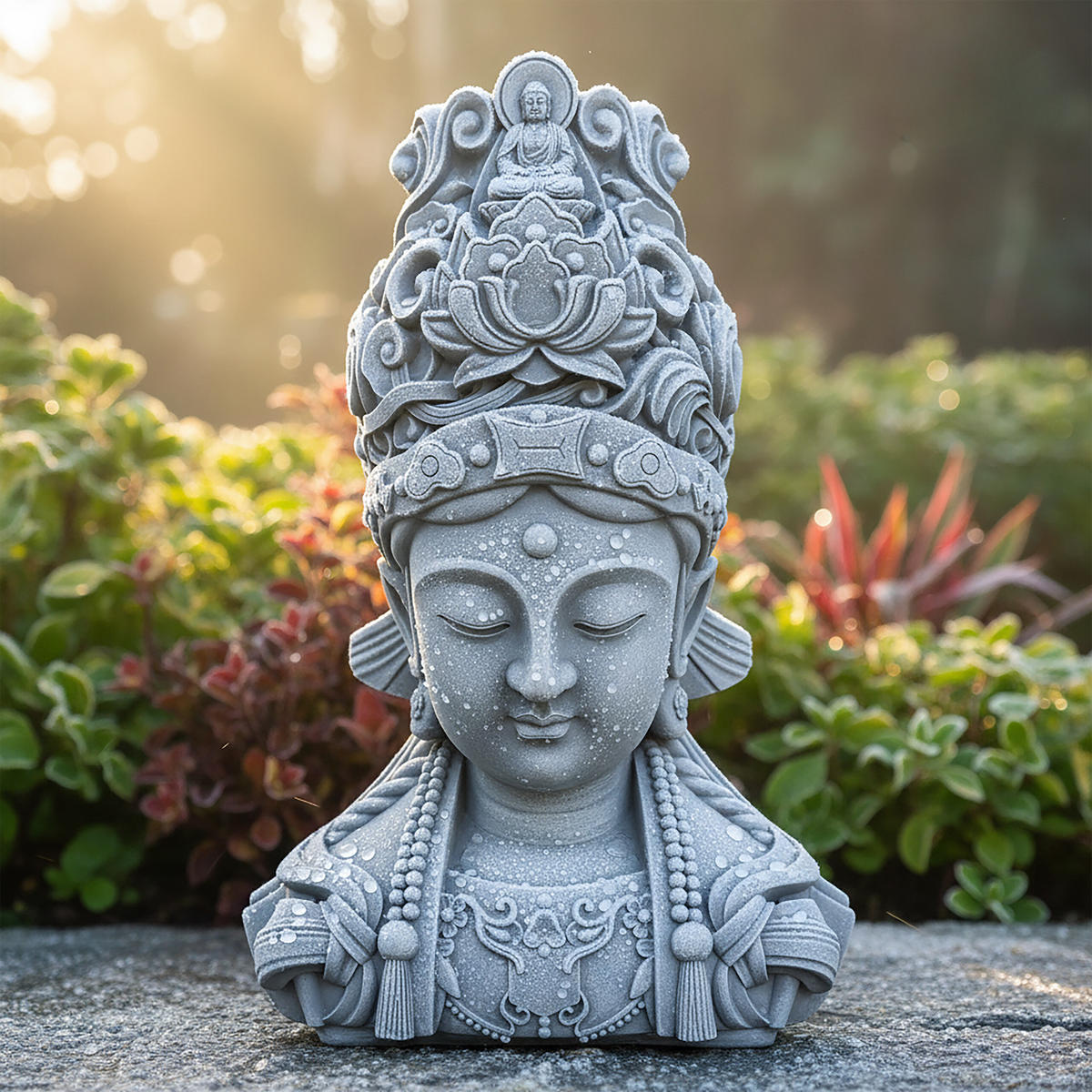 BUDDHA-BÜSTE - Grau, Kunststoff (32/44/21cm) - Relaxdays