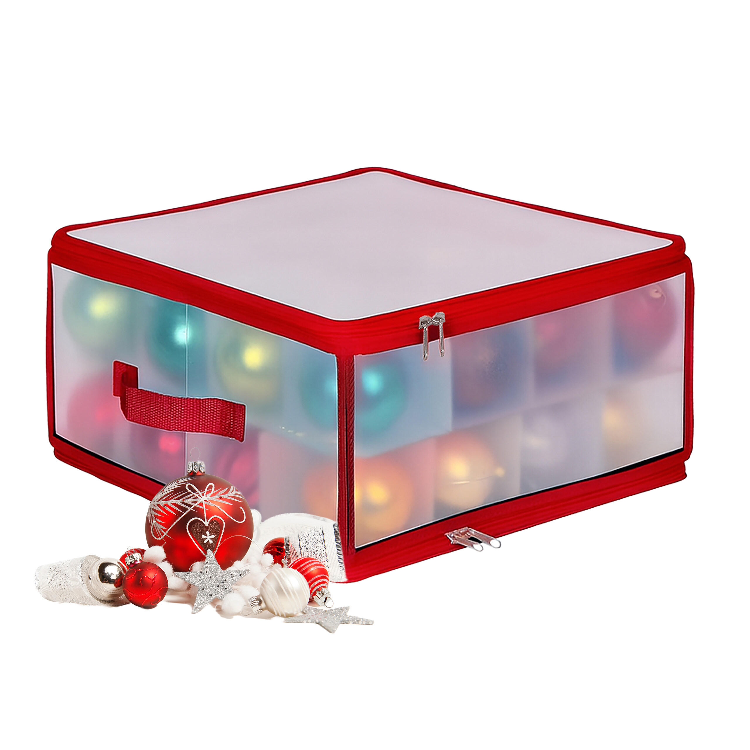 Relaxdays AUFBEWAHRUNGSBOX Rot für Weihnachtskugeln jetzt nur online ➤