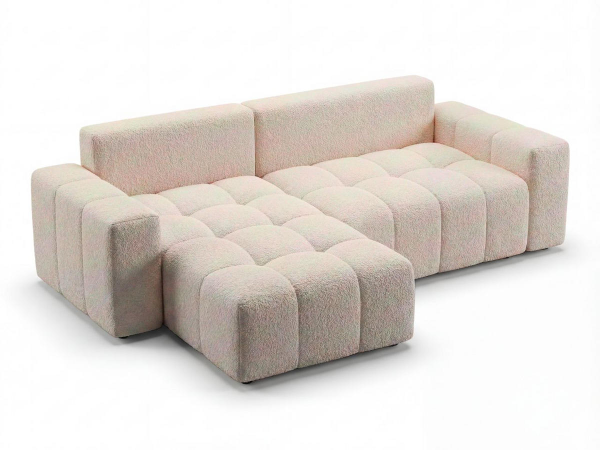 ECKSOFA Bresso Bouclé-Stoff Beige - Beige, Holz/Textil (255/168cm) - Graingold