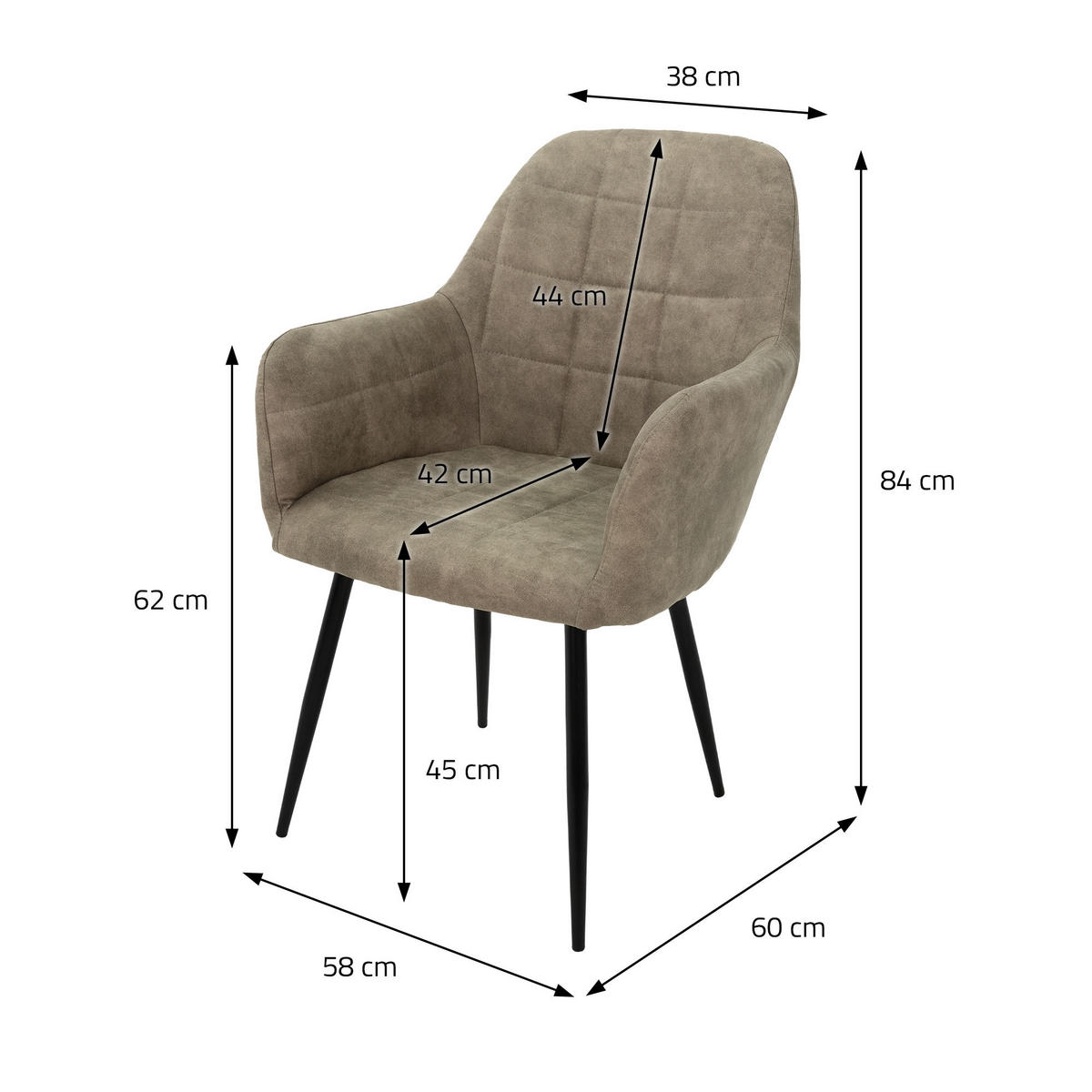 ESSZIMMERSTUHL Samt Olive 2er Set - Schwarz/Olivgrün, Textil/Metall (58/83/43cm) - ECD-Germany