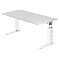 SCHREIBTISCH Serie-U 80/160/74 cm in Weiß/Weiß - Weiß, Holzwerkstoff (80/160/74cm) - bümö