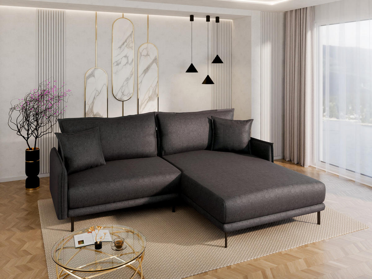 ECKSOFA Selva – modernes Design trifft auf höchsten Komfort, Anthrazit - Anthrazit, Holz (246/190cm) - Panda Möbel