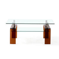 COUCHTISCH Transparent/Braun 100/55/45 cm aus Glas - Klar, Glas (55/100/45cm) - PANGIVO