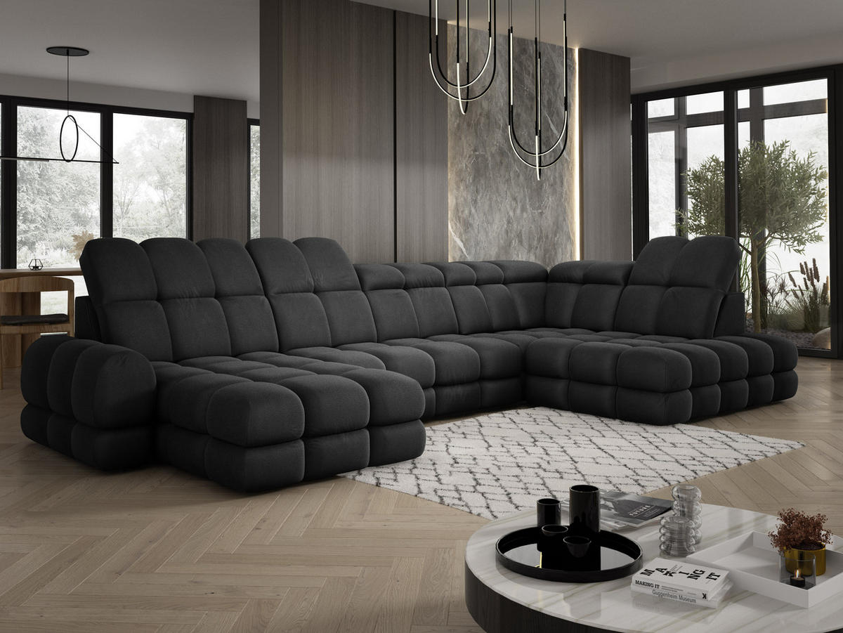 ECKSOFA TOLLO Solar-stoff U-form 400x217x105 cm anthrazit - Schwarz, Holz/Textil (217/400cm) - DomoHome