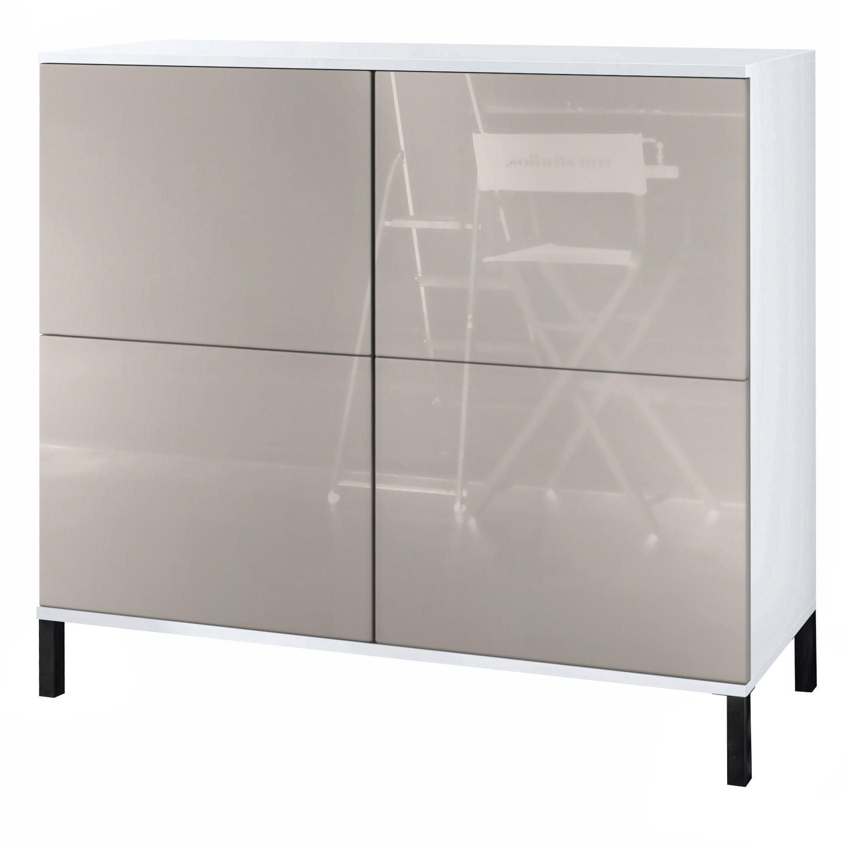 KOMMODE Rova Sandgrau Hochglanz - Sandfarben, Holzwerkstoff (92.5/83.5/35cm) - Vladon
