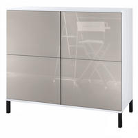 KOMMODE Rova Sandgrau Hochglanz - Sandfarben, Holzwerkstoff (92.5/83.5/35cm) - Vladon