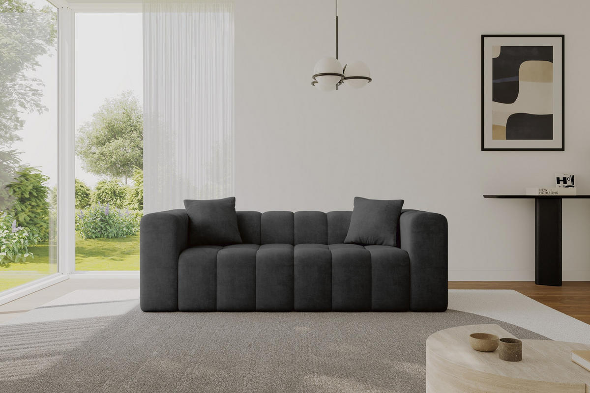 POHOVKA 2-MÍSTNÁ DONY-2 232x90x71 cm Černá Velur - černá, kompozitní dřevo/textil (232/71/90cm) - ALTDECOR