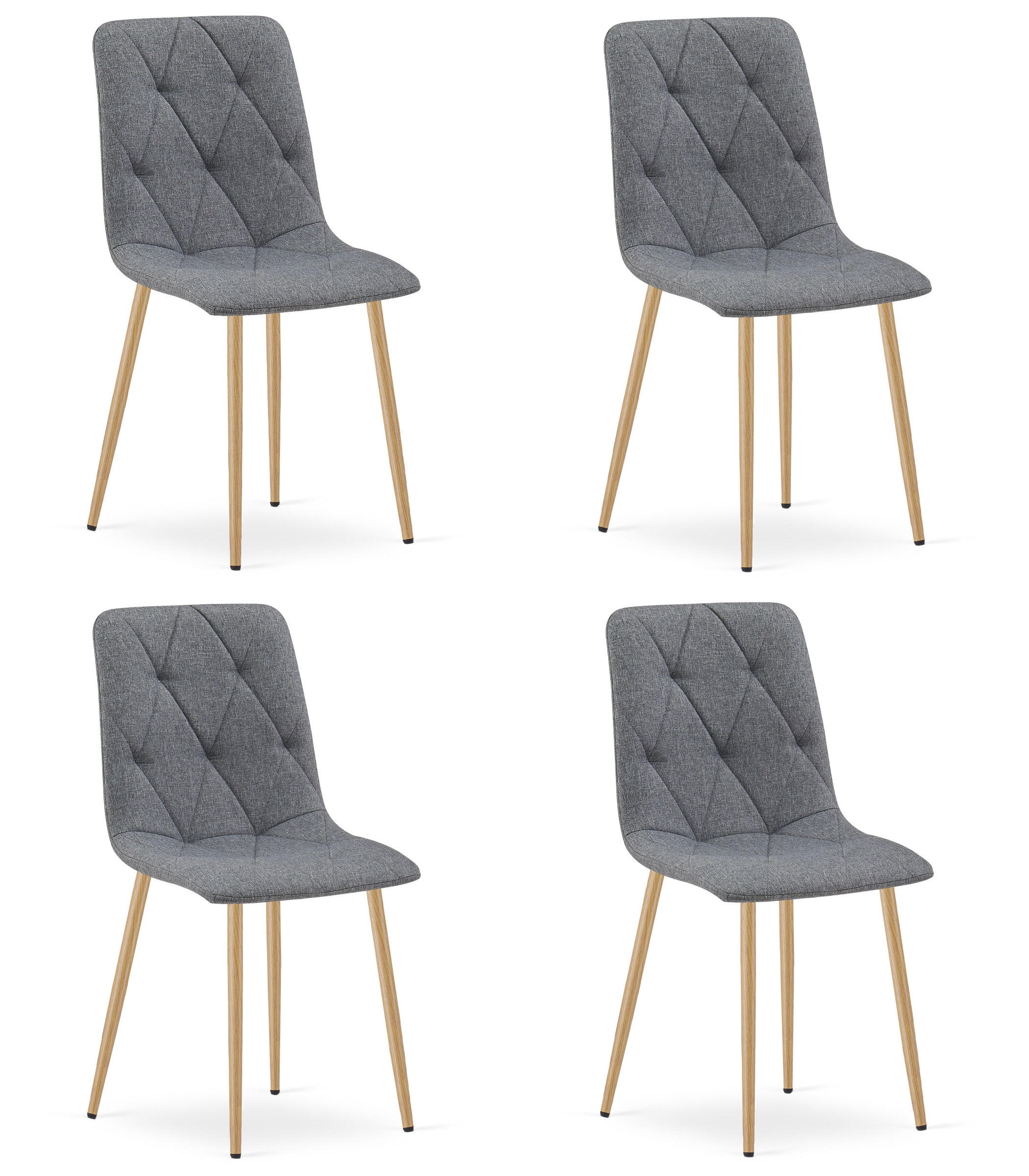 ESSZIMMERSTUHL 4-er Set TYRA dunkelgrauer Sitz, Beine in Holzfarbe - Dunkelgrau/Eichefarben, Textil (44.5/87/54.5cm) - Valora