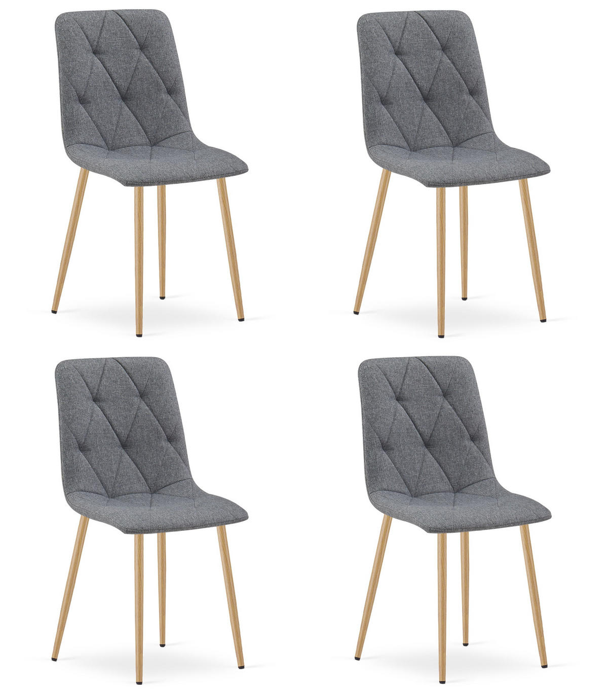 ESSZIMMERSTUHL 4-er Set TYRA dunkelgrauer Sitz, Beine in Holzfarbe - Dunkelgrau/Eichefarben, Textil (44.5/87/54.5cm) - Valora
