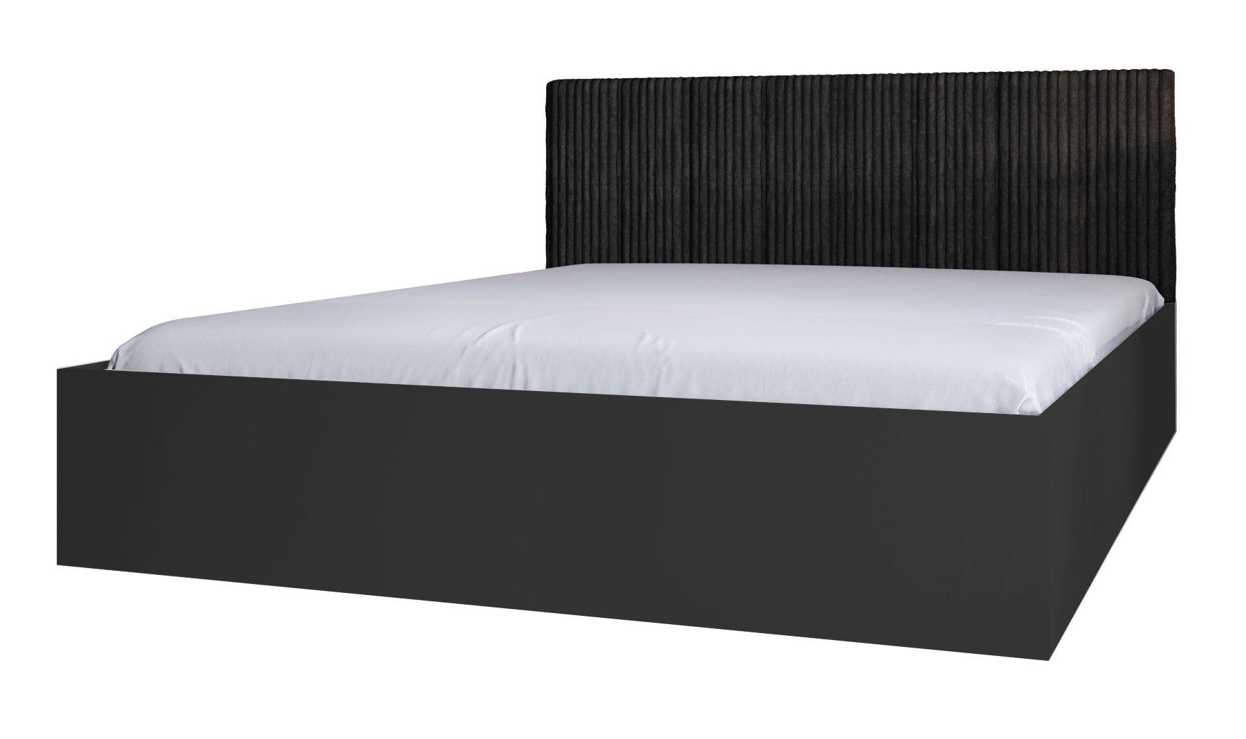 BETT Schwarz STYLE Mit Matratze Gepolsterter Schwarzer Kopfteil 120x200 cm - Schwarz, Textil (120/200cm) - Sepro Meble
