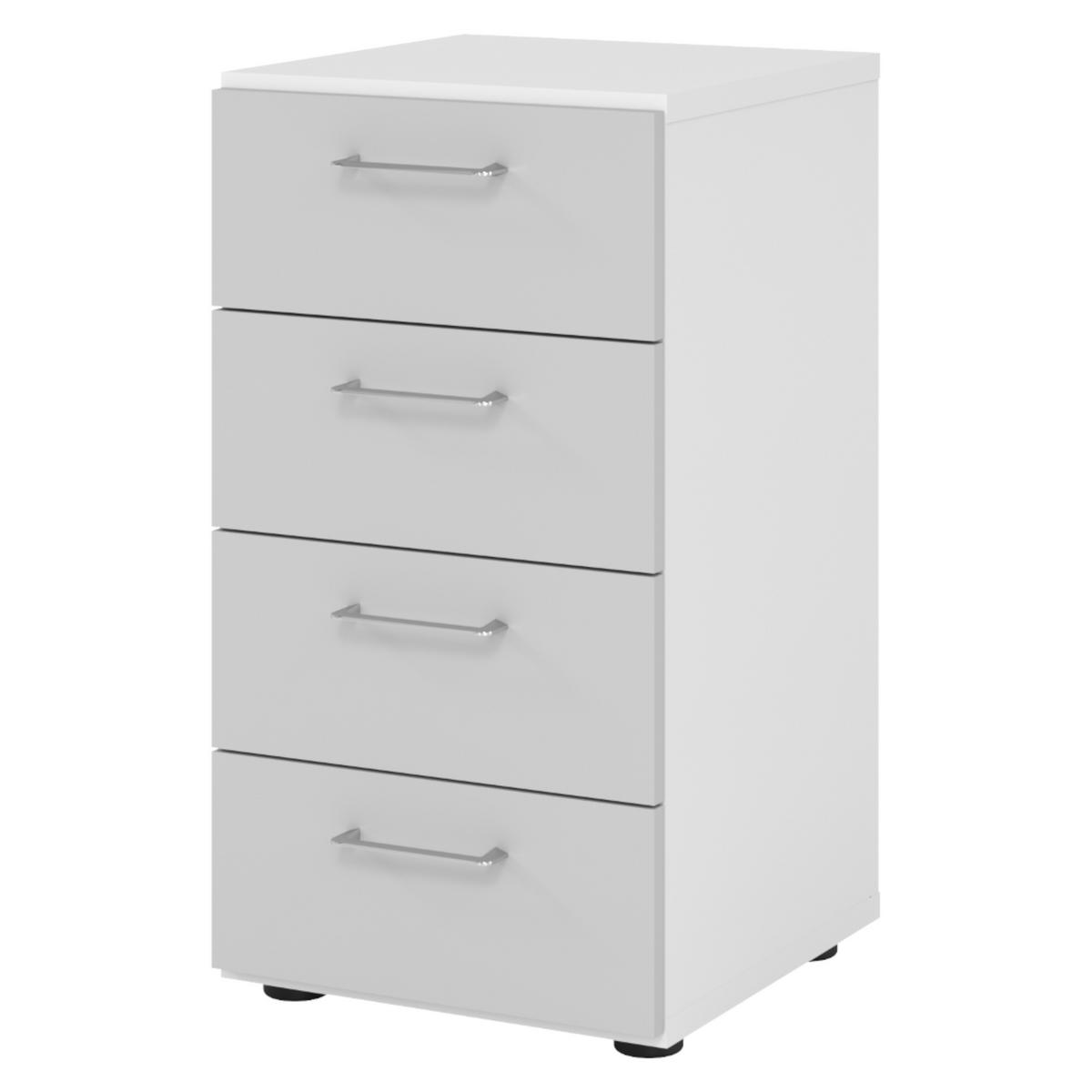 SCHUBLADENSCHRANK - 4 Schübe 42/40/74,8 cm in Weiß/Grau - Weiß/Grau, Holzwerkstoff (40/74.8/42cm) - bümö