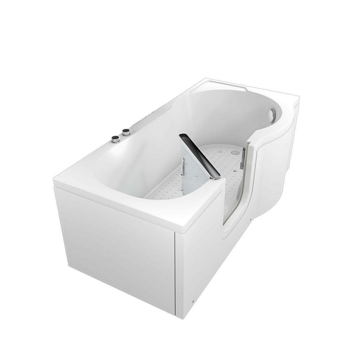 SENIORENWANNE mit Tür S12-AIR-L 170x85cm - Weiß, Glas/Kunststoff (85/60/170cm) - AcquaVapore by Sandra Jentho