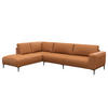 ECKSOFA mit Ottomane - Cognac/Schwarz, Leder/Metall (290/203cm) - home24