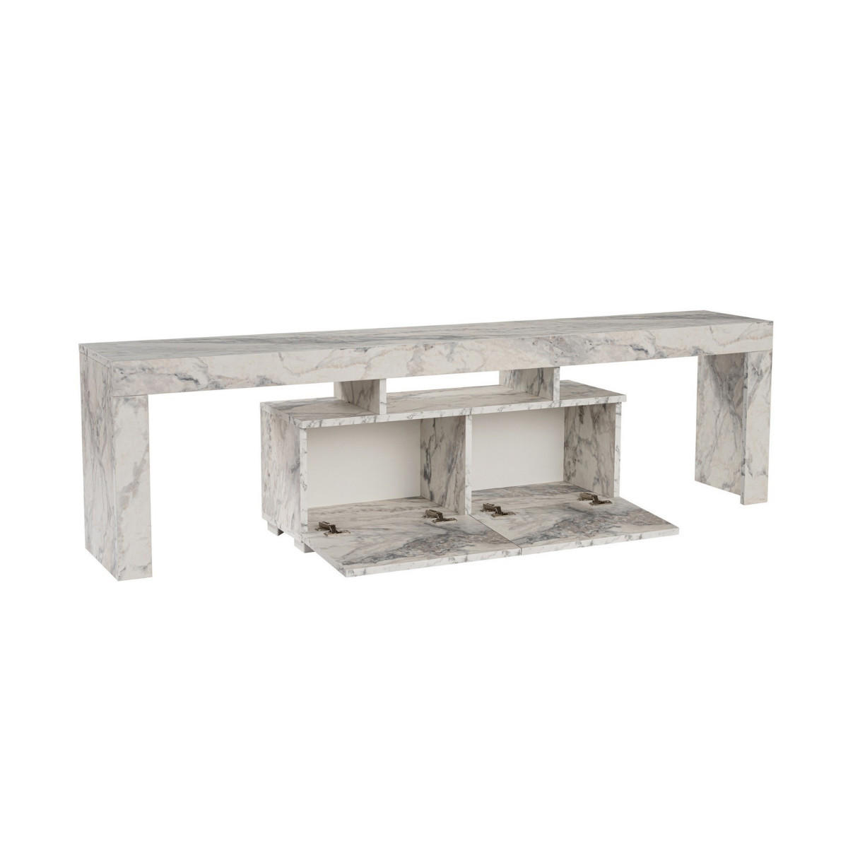 TV-MÖBEL mit 2 Klapptüren 180/31/50 cm - Weiß, Holzwerkstoff (31.3/50/180cm) - Calicosy