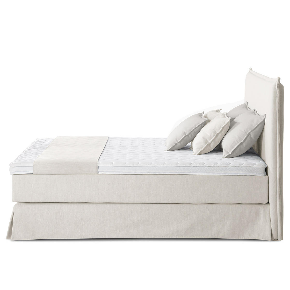 BOXSPRINGBETT mit Husse - Platinfarben, Textil (180/200cm) - home24