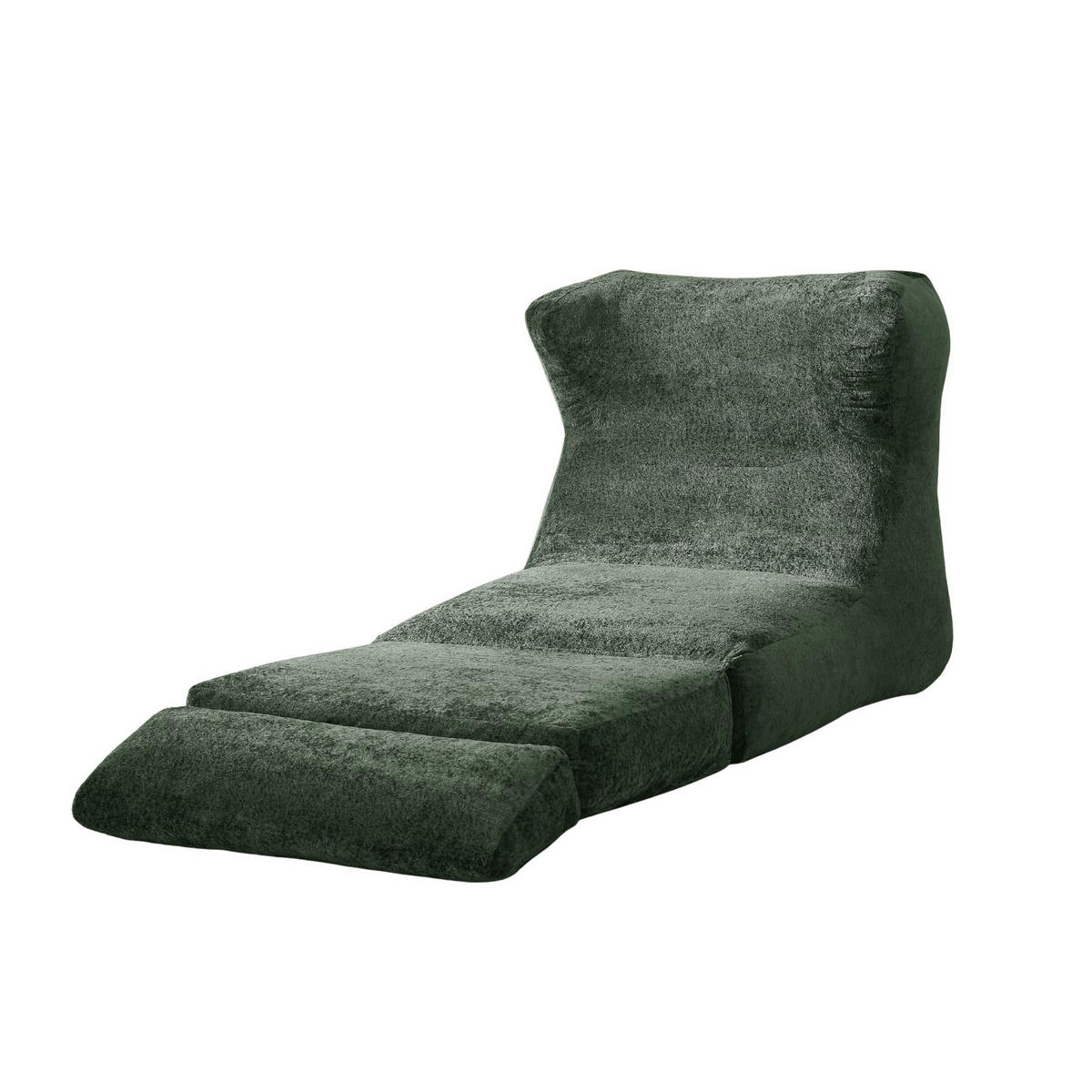 LOUNGE SESSEL Chenille Optik umwandelbar zum Liegestuhl - Grün, Textil (90/86/118cm) - Urban Meuble