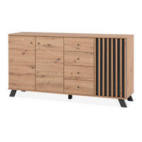 SIDEBOARD Eiche Artisan, grau 160 cm, Kommode im Industrial Design - Anthrazit/Schwarz, Holzwerkstoff/Metall (160/85/40cm) - Furn.Design