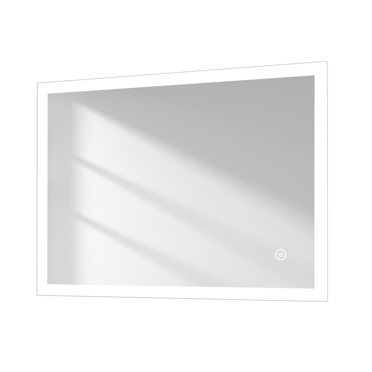 BADSPIEGEL mit Anti-Beschlag Touch-Taste Beleuchtung 80/60/3,5 cm - Weiß, Glas (60/3.5/80cm) - EMKE