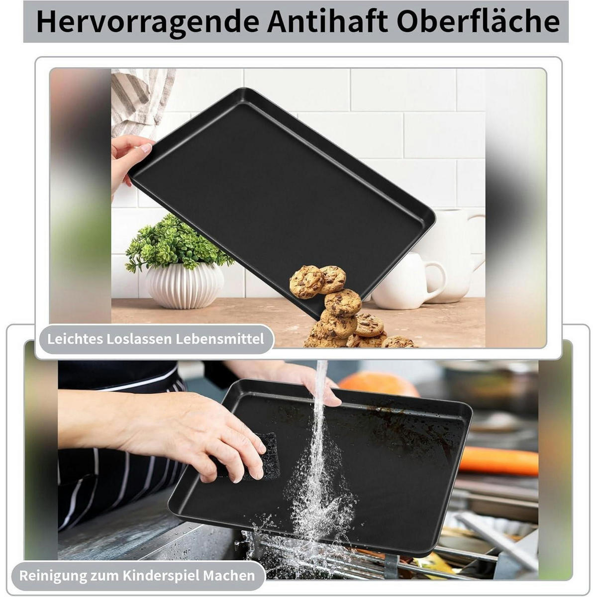 BACKBLECH 2er Set 31,5 cm x 24,5 cm - Schwarz, Metall (24.5/2.5/31.5cm)