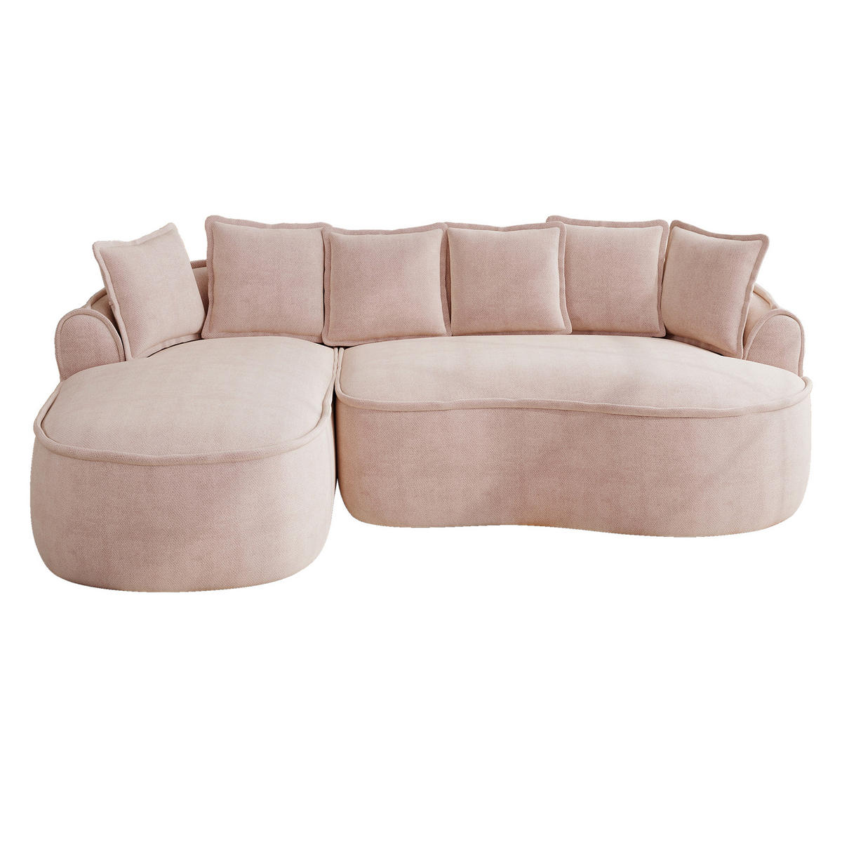 ECKSOFA chenille mit extra tiefer chaiselongue & rahmenlosem design - Pink, Textil (252/164cm) - Urban Meuble