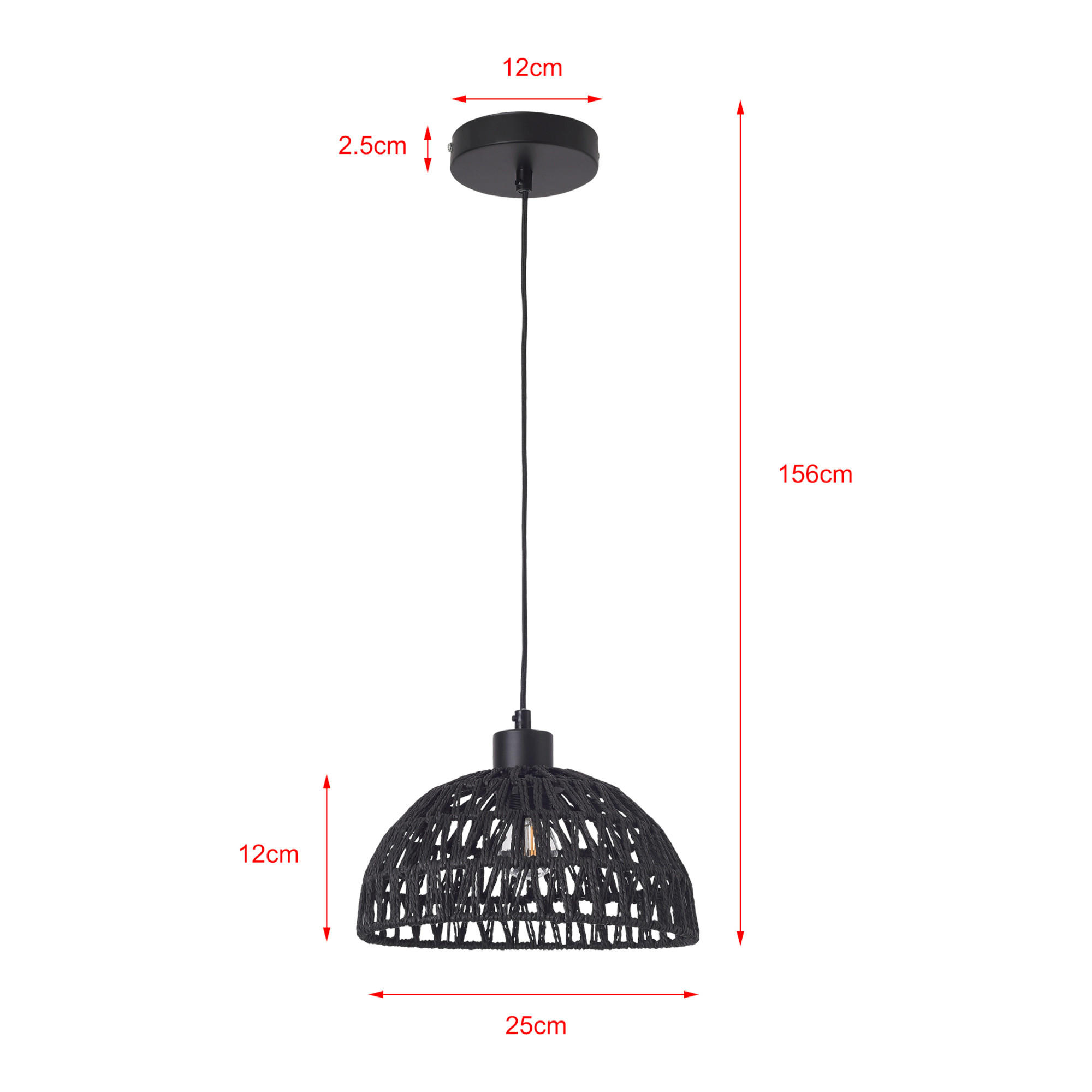 HÄNGELAMPE Alton - Schwarz, Naturmaterialien/Metall (25/25/156cm) - lux.pro
