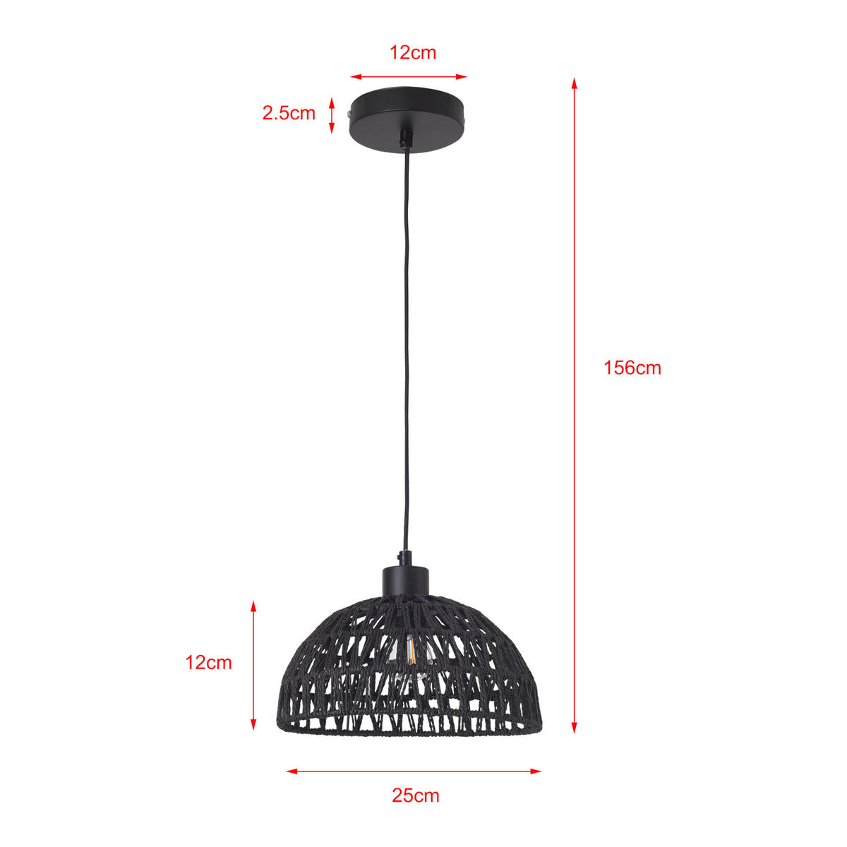 HÄNGELAMPE Alton - Schwarz, Naturmaterialien/Metall (25/25/156cm) - lux.pro