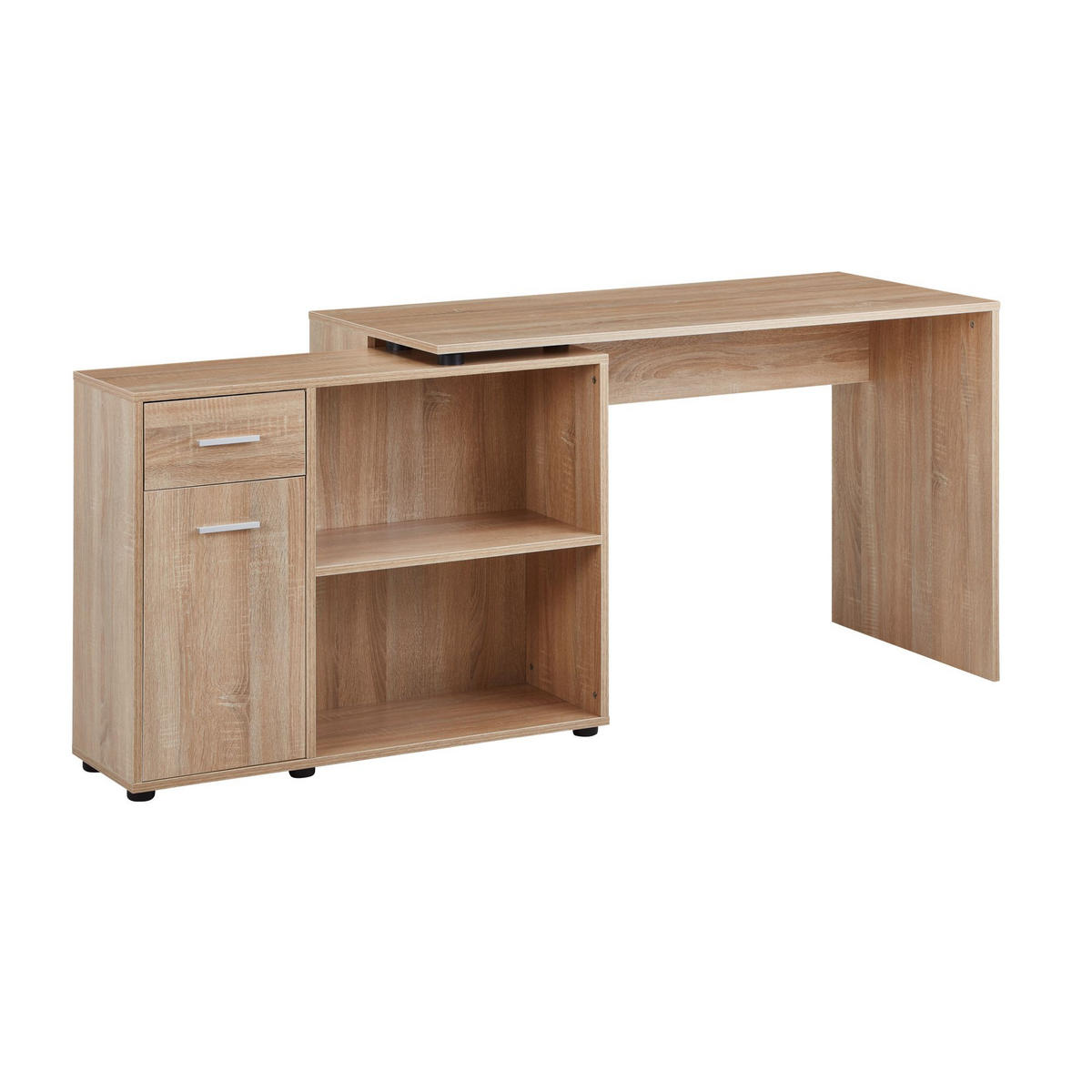 SCHREIBTISCH mit Regalplatte – flexibel aufstellbar, melaminbeschichtet, Sonoma, 120x107x75 cm - Beige/Braun, Holz/Kunststoff (107/120/75cm) - KADIMA DESIGN