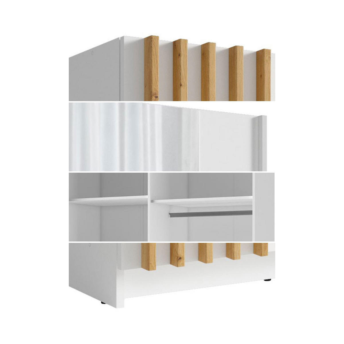 SCHWEBETÜRENSCHRANK Dalia weiß - artisan eiche 200 / 63,5 / 198,5cm - Weiß/Braun, Holz/Holzwerkstoff (200/199/64cm) - Feldmann-Wohnen