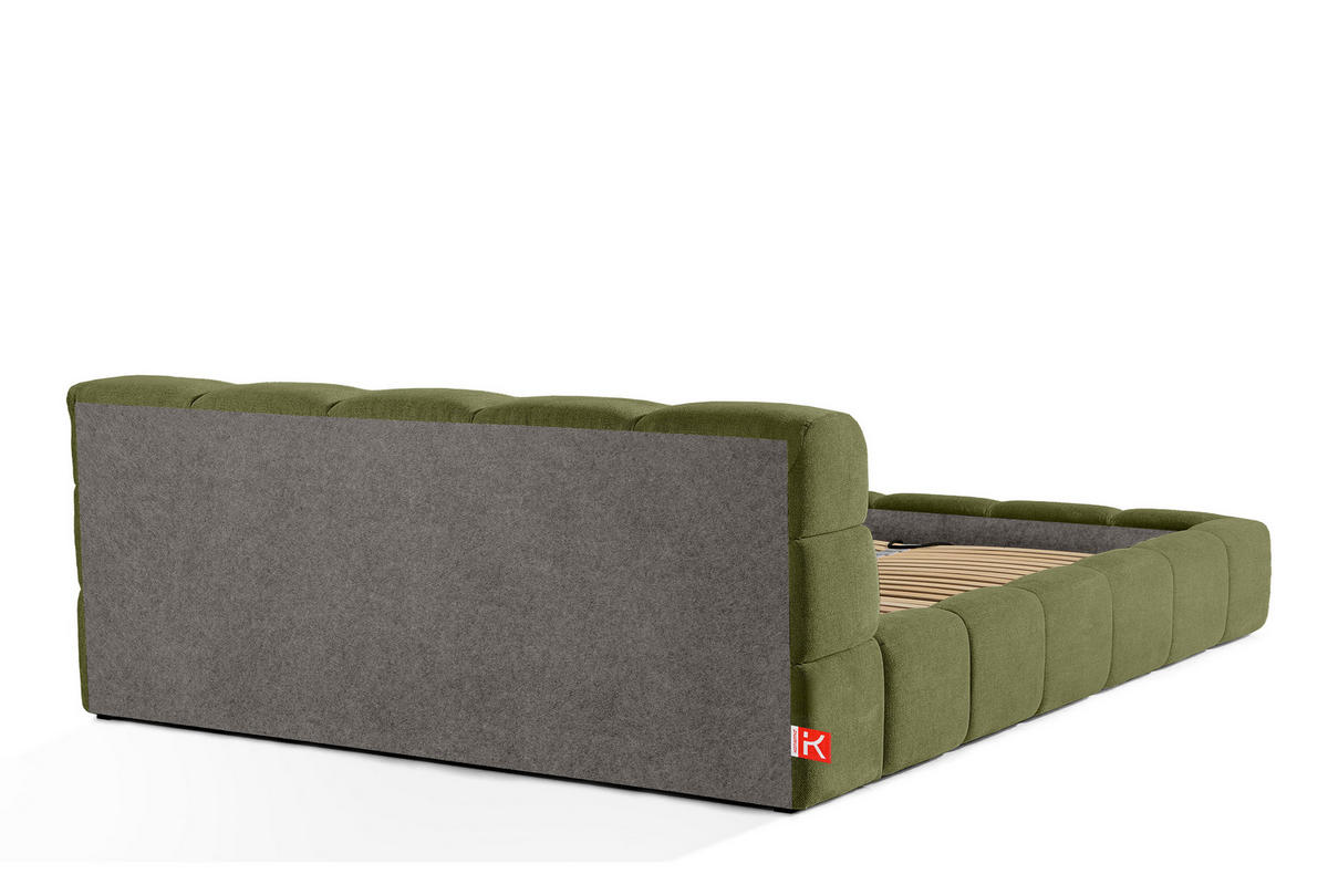 POLSTERBETT AERI 140/160/180/200 mit Rahmen und Bettkasten, oliv - Olivgrün, Holz/Holzwerkstoff (200/200cm) - KONSIMO®