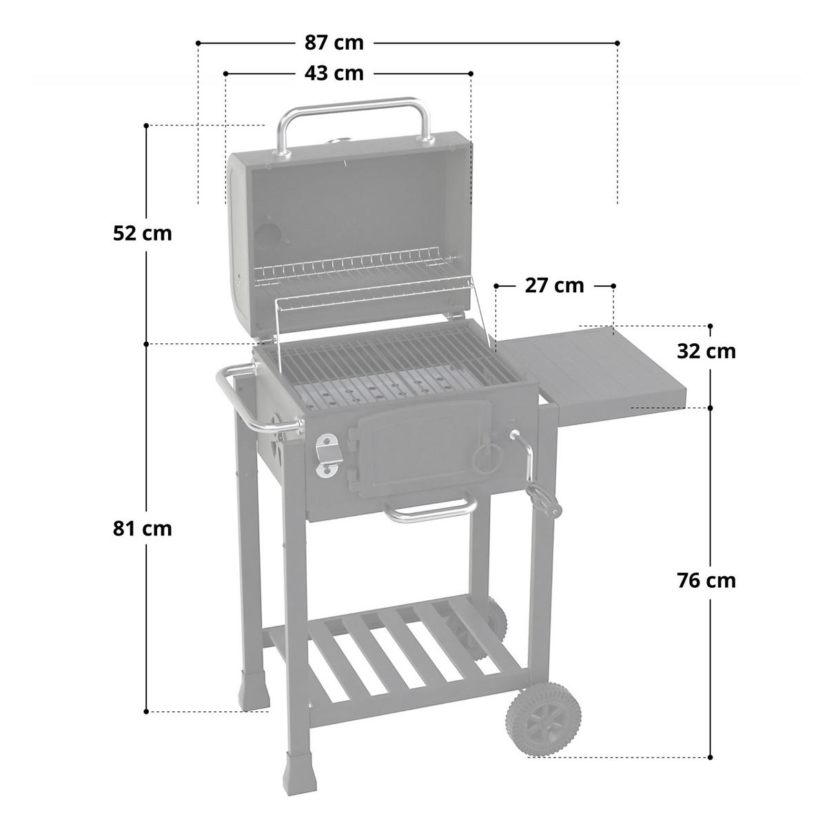HOLZKOHLEGRILL HERO - Schwarz, Metall (87/108/57cm) - TAINO