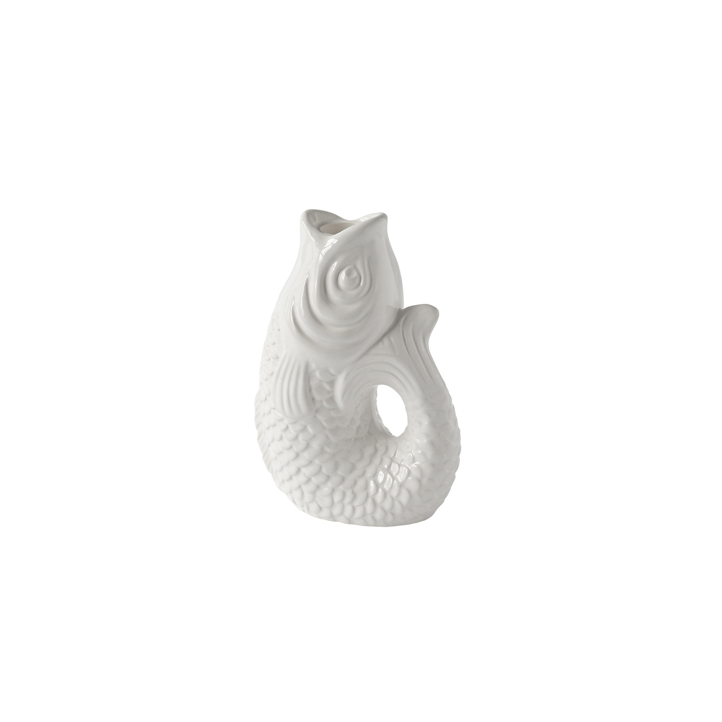 KERZENHALTER Monsieur Carafon S Fisch-Form, Steingut, Weiß, H 16.2 cm - Weiß, Stein (7/17/11cm) - Gift Company
