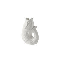 KERZENHALTER Monsieur Carafon S Fisch-Form, Steingut, Weiß, H 16.2 cm - Weiß, Stein (7/17/11cm) - Gift Company