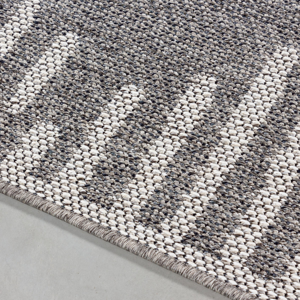 TEPPICH Outdoor Flachgewebe Gestreift Polypropylen Balkon Grau Läufer 60x100 - Grau, Textil (60/100cm) - KADIMA DESIGN