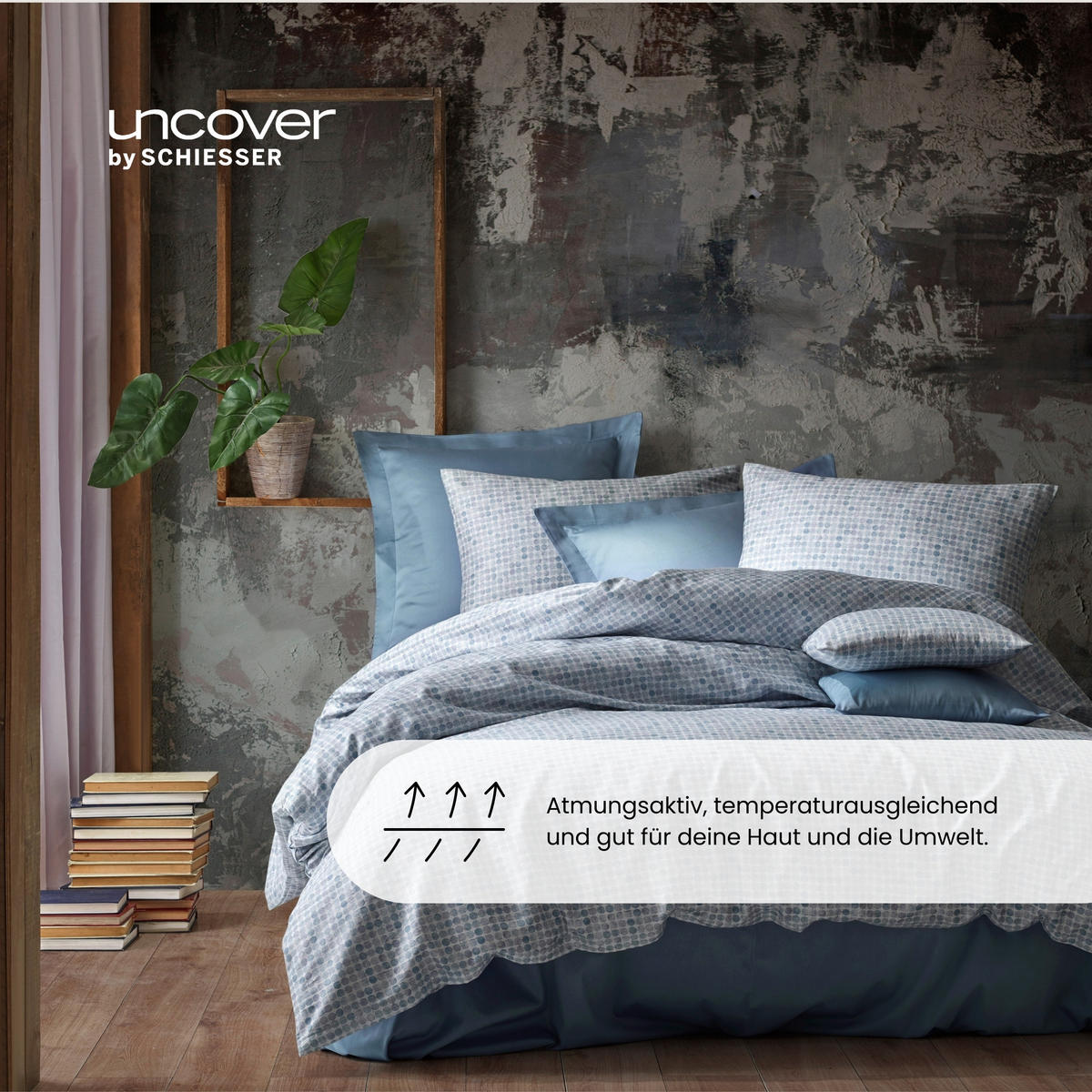 BETTWÄSCHESET Punto - Baumwollsatin - 2-teilig - 135x200cm - Hellblau - Hellblau, Textil (135/200cm) - Uncover by Schiesser