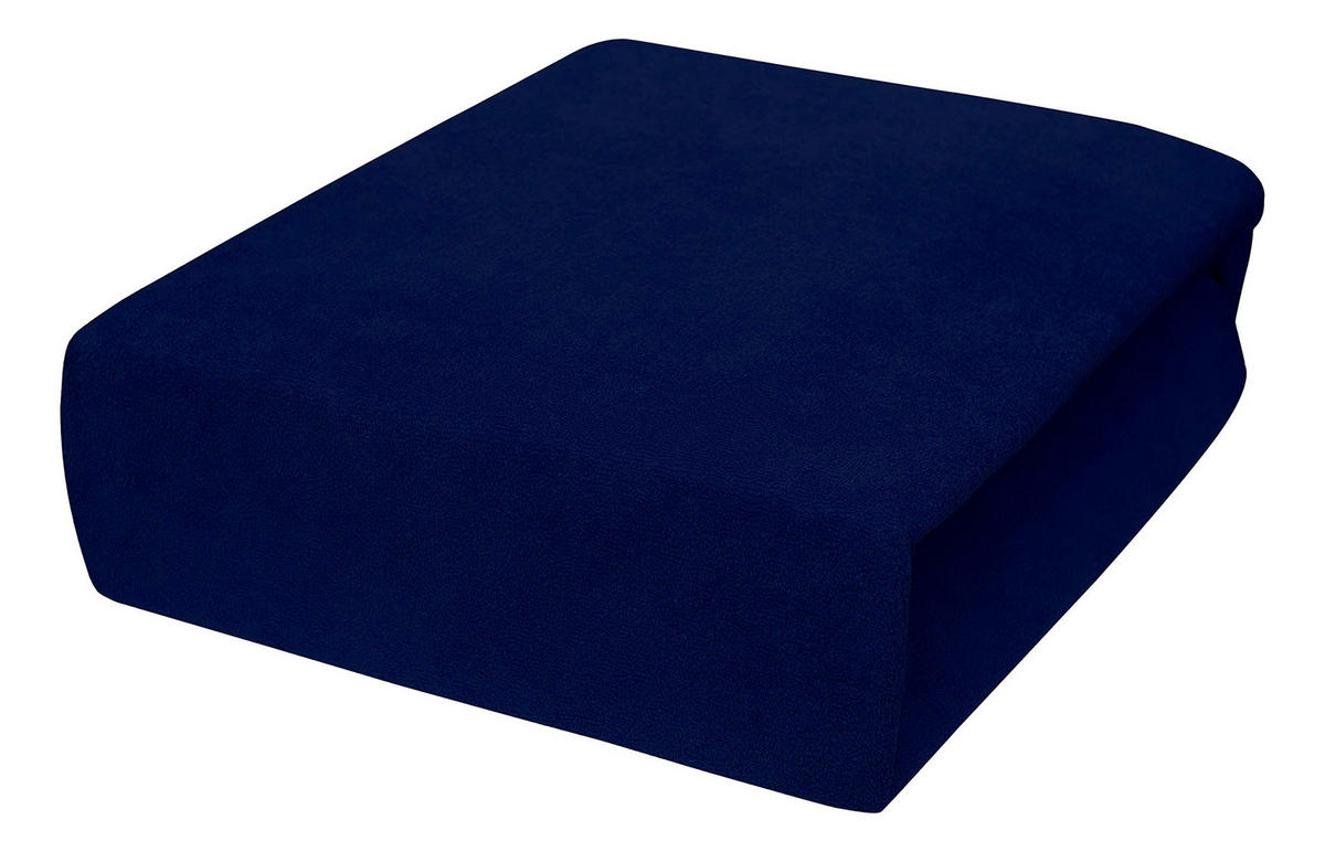 SPANNBETTLAKEN 160/200 cm, Frottee Elastisch 100 % Baumwolle Marinenblau - Blau, Textil (160/200cm) - Best For Home
