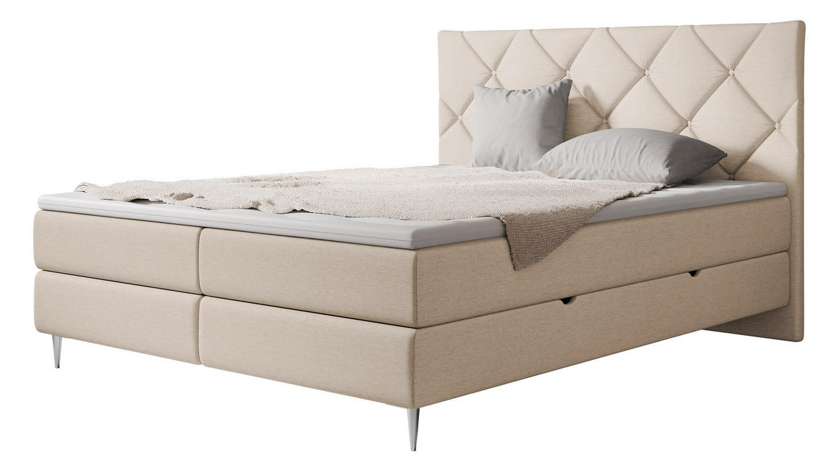 BOXBETT Letra - Chromfarben/Naturfarben, Holz/Textil (140/200cm) - MIRJAN24