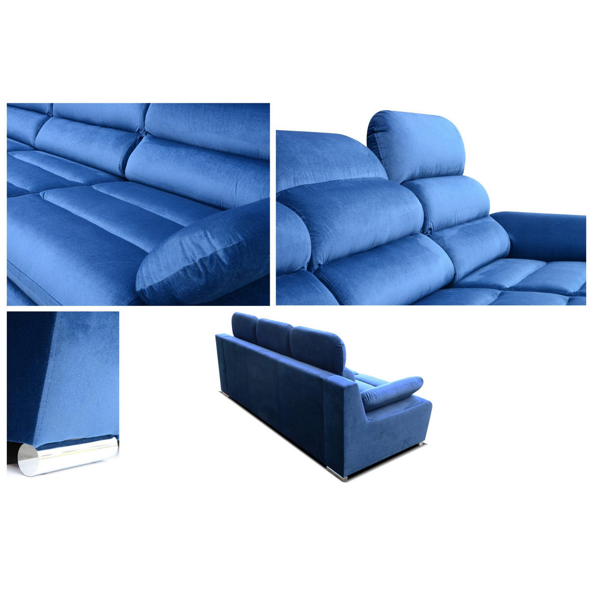 SOFA AMBER Kronos-Stoff Blau 238 x 96 x 95 cm - Blau, Holzwerkstoff (238/95/96cm) - Robin