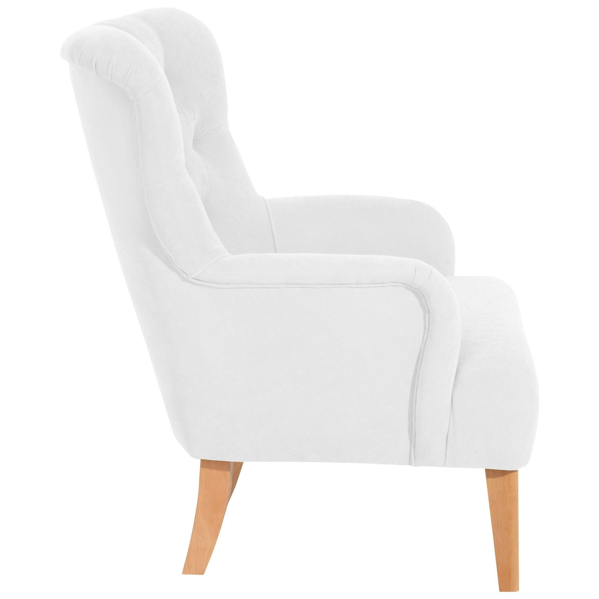 SESSEL Kaiya Bezug Veloursstoff Buche natur / creme - Weiß, Kunststoff (71/97/82cm) - 58aufmkessel