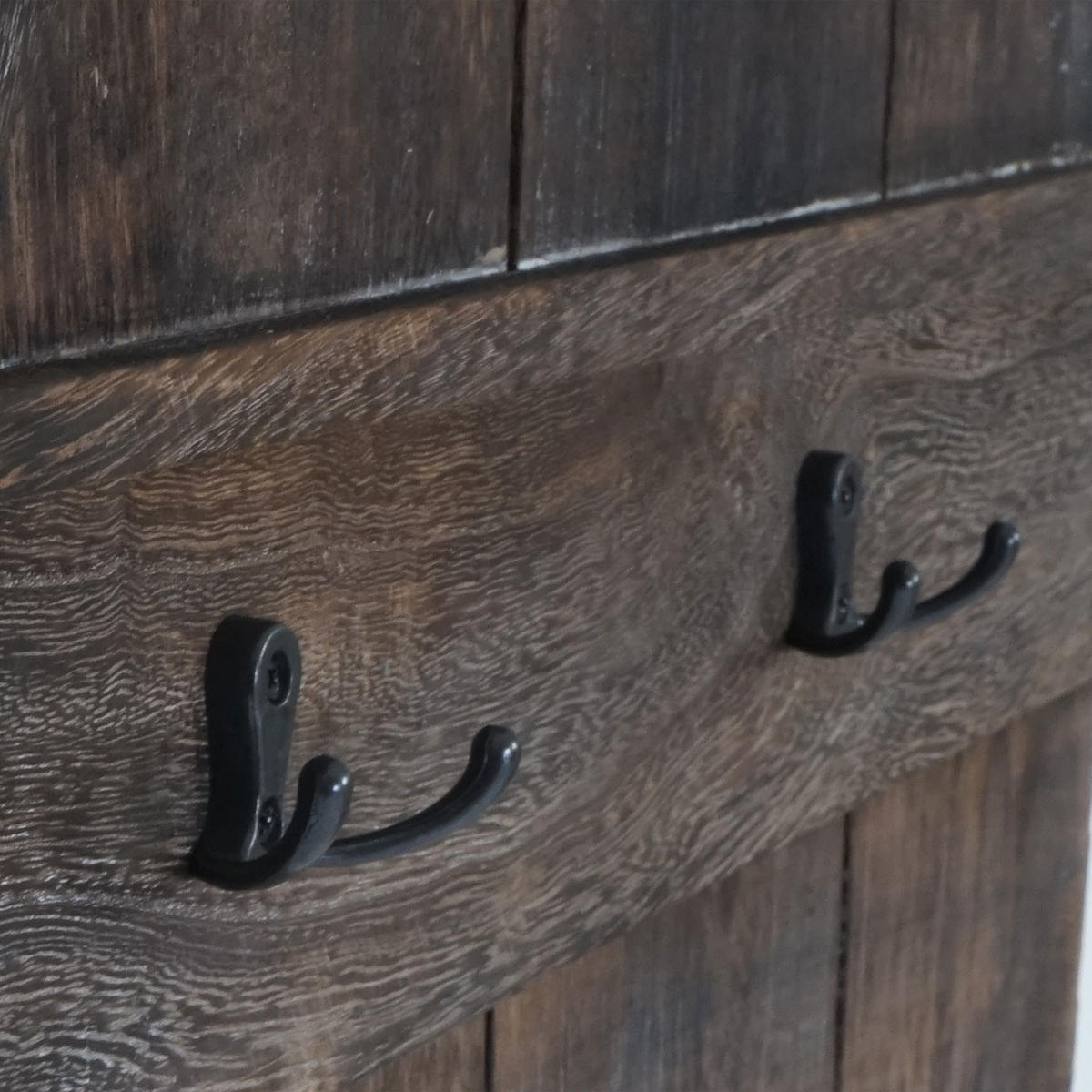 WANDGARDEROBE 91x60x10cm 6 Haken Braun shabby - Braun, Holz (60/91/10cm) - BERLINLODGE