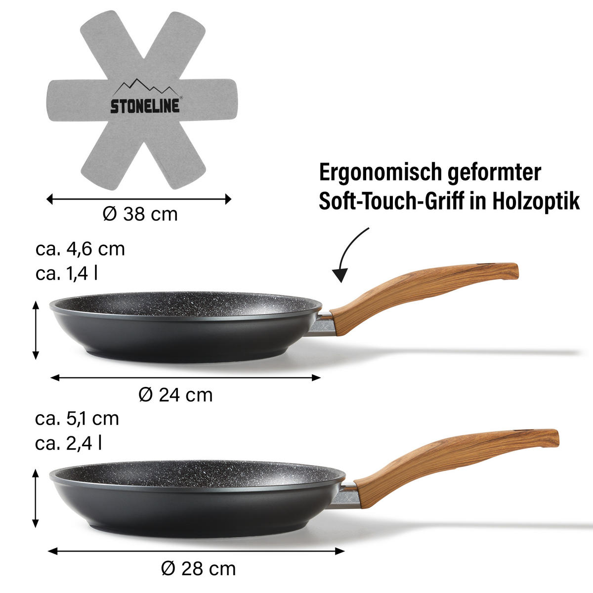 PFANNENSET 2 TEILIG - Grau, Metall - Stoneline