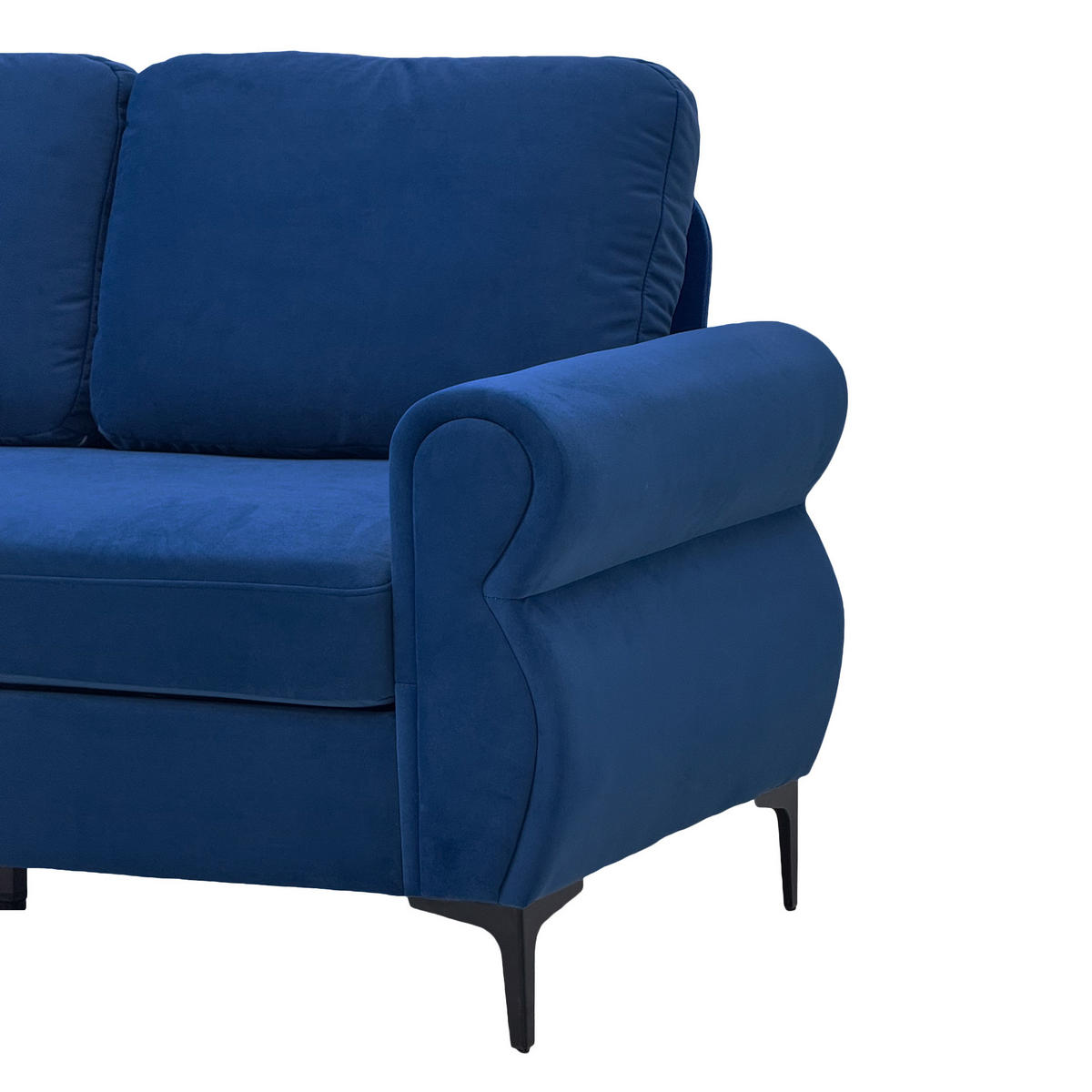 2-SITZER SOFA Polyester Blau mit Metallfüßen - Blau, Holzwerkstoff/Textil (173.5/92/81cm) - WISHDOR