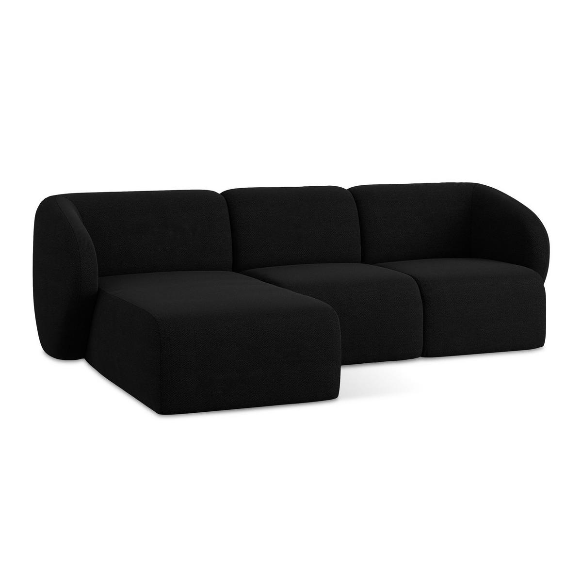 ECKSOFA Links Bouclé Stoff Schwarz - Schwarz, Holzwerkstoff/Kunststoff (248/166cm) - LaMiaSofa