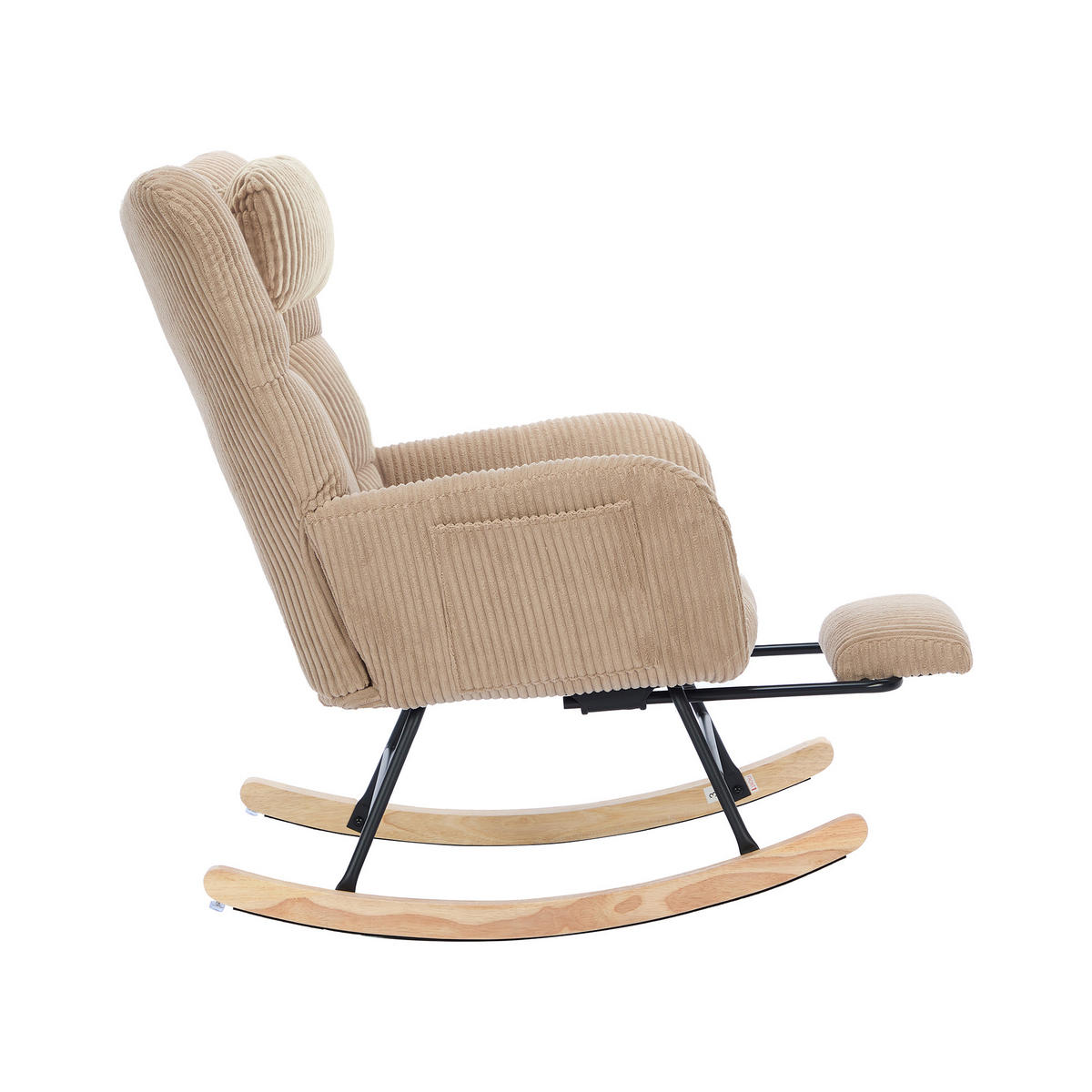 SCHAUKELSTUHL 102/65/92 cm, hoher Rücken 59 cm, Cordstoff, mit Nackenkissen, Braun - Braun, Textil (65/92/102cm) - Redom