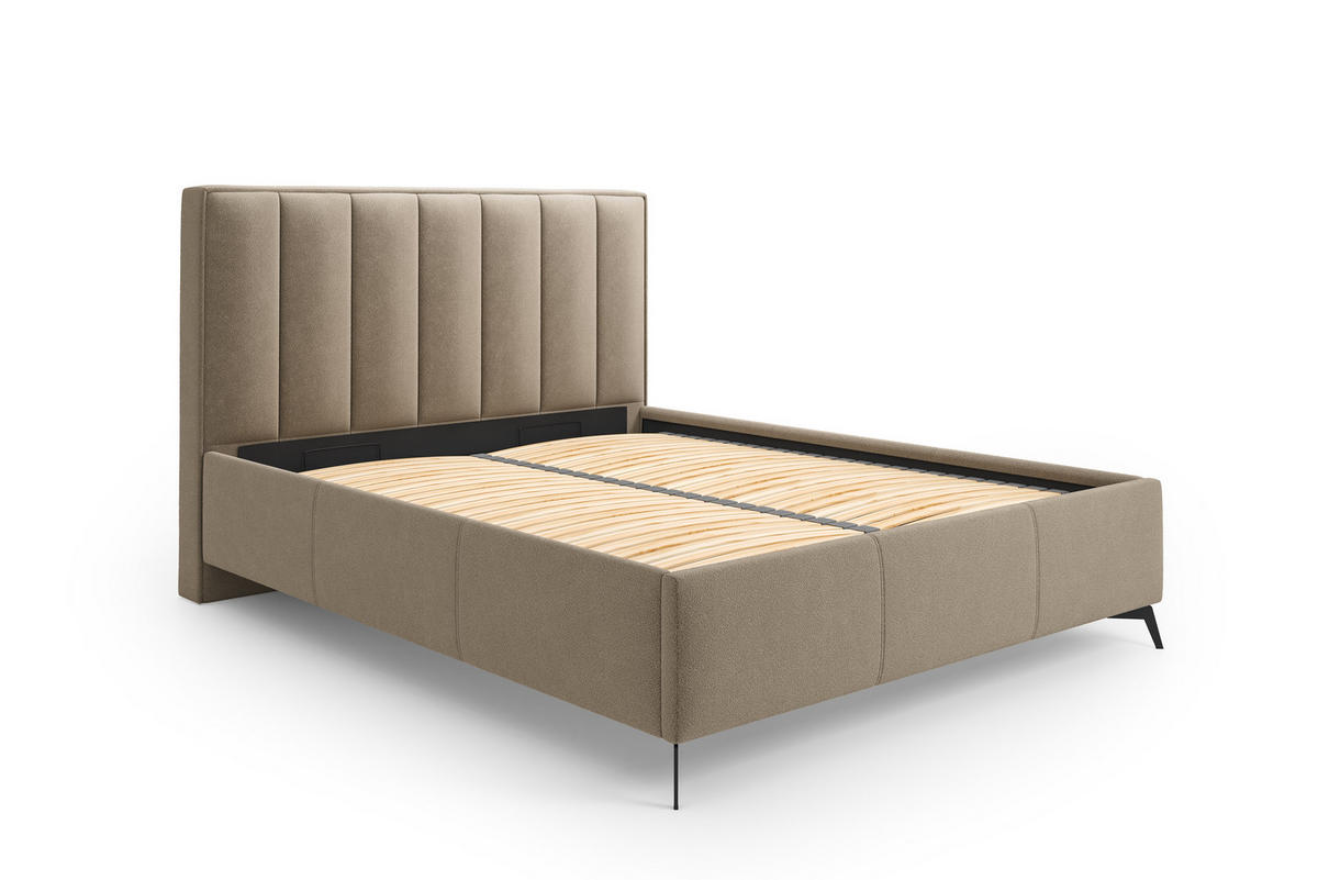 POLSTERBETT Balance 180x200 cm mit Bettkasten und Gasdruckfedern – Beige, modernes Design - Beige, Textil (180/200cm)