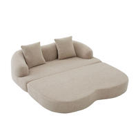 SCHLAFSOFA, 2 Sitzer aus Chenille, Klappsofa Bodensofa mit Schlaffunktion, Khaki - Braun, Textil (157/44/153cm) - LVHOM