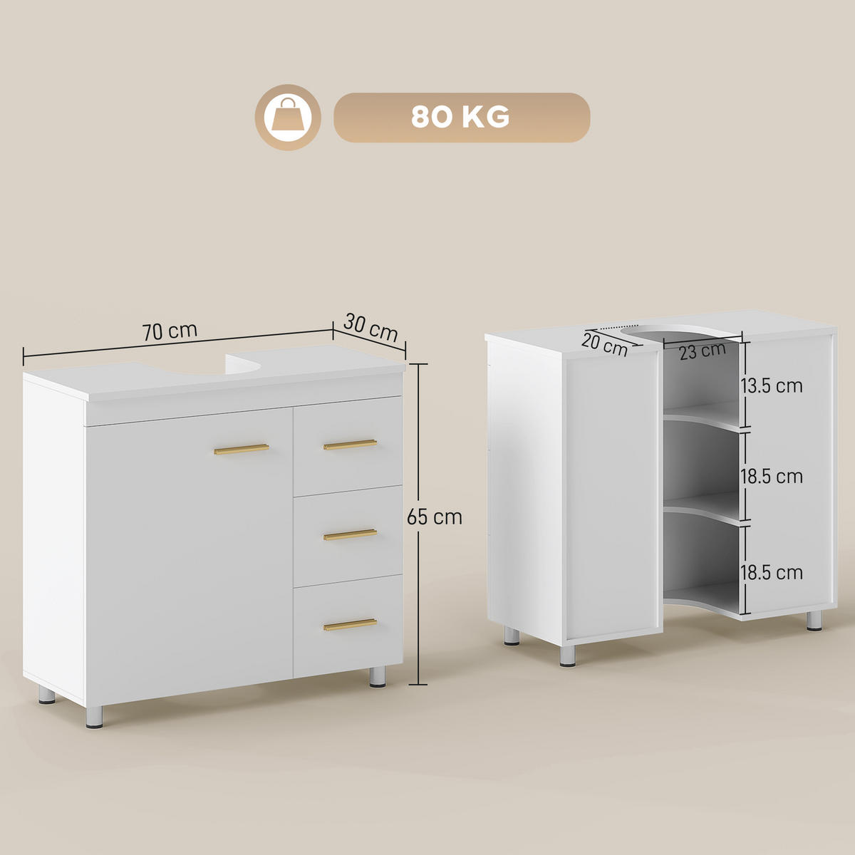 HÄNGESCHRANK Weiß 1 Stück - Weiß, Kunststoff (70/65/30cm) - GiPP