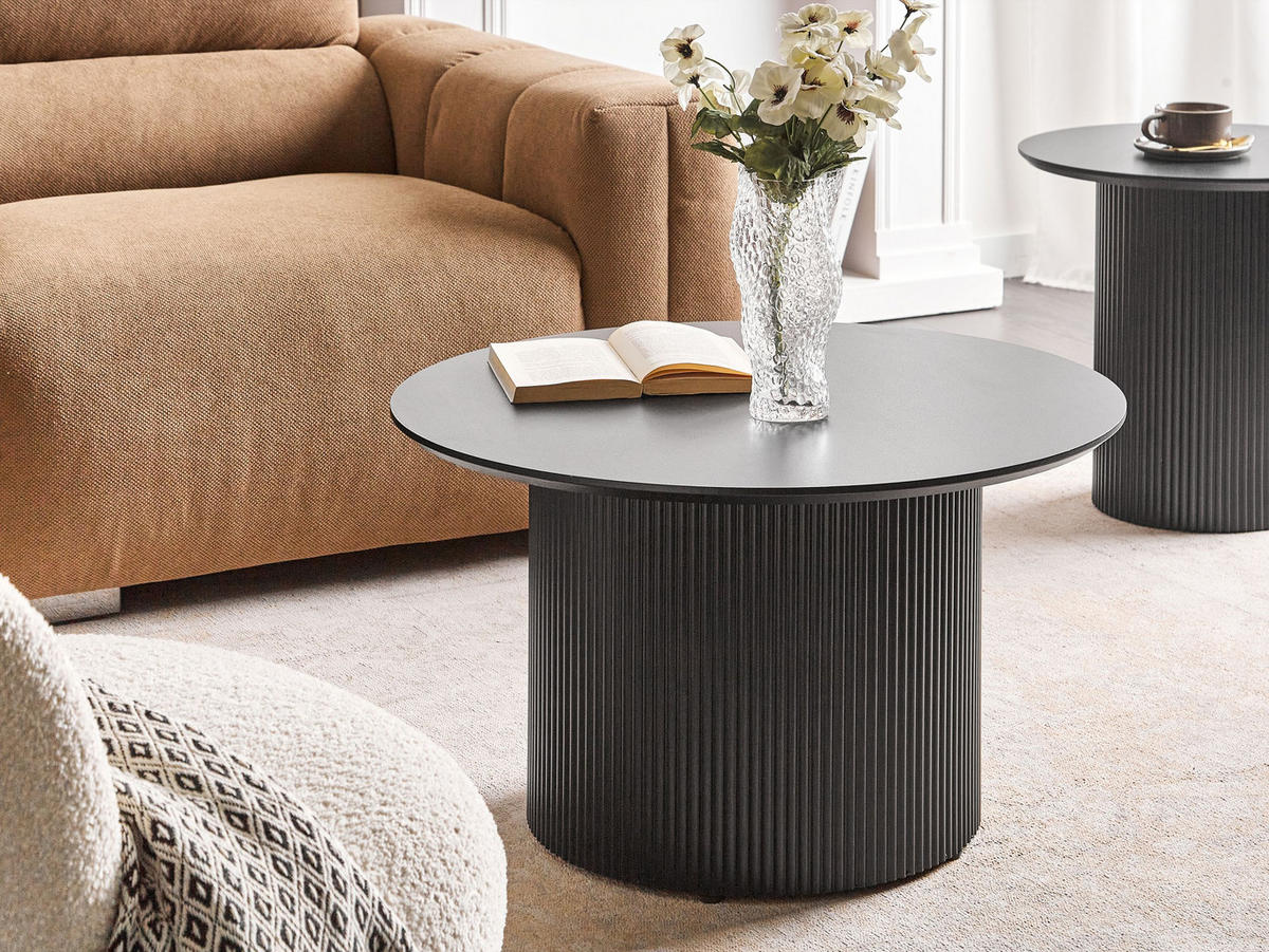 COUCHTISCH Schwarz Leona - Schwarz, Holzwerkstoff (70/70/43cm) - Beliani