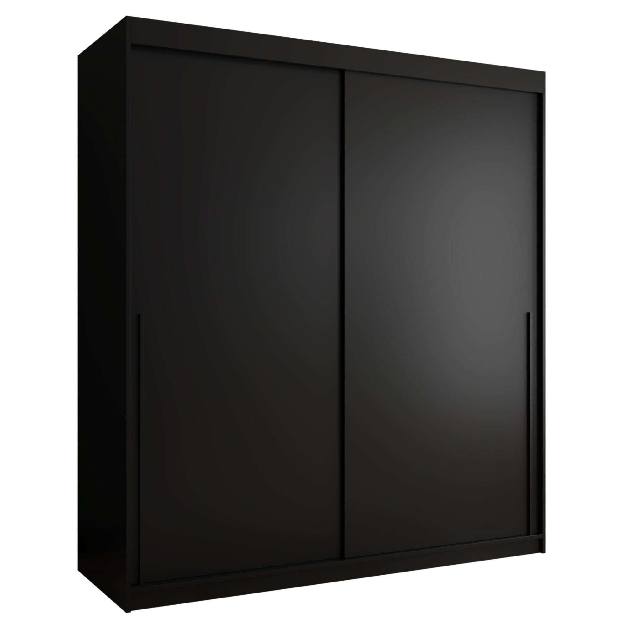 SCHIEBETÜRENSCHRANK 180 cm Breite, schwarz mit schwarzem Griff - Schwarz, Holzwerkstoff (180/200/62cm) - Home Collective