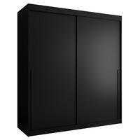 SCHWEBETÜRENSCHRANK 180 cm Breite, schwarz mit schwarzem Griff - Schwarz, Holzwerkstoff (180/200/62cm) - Home Collective
