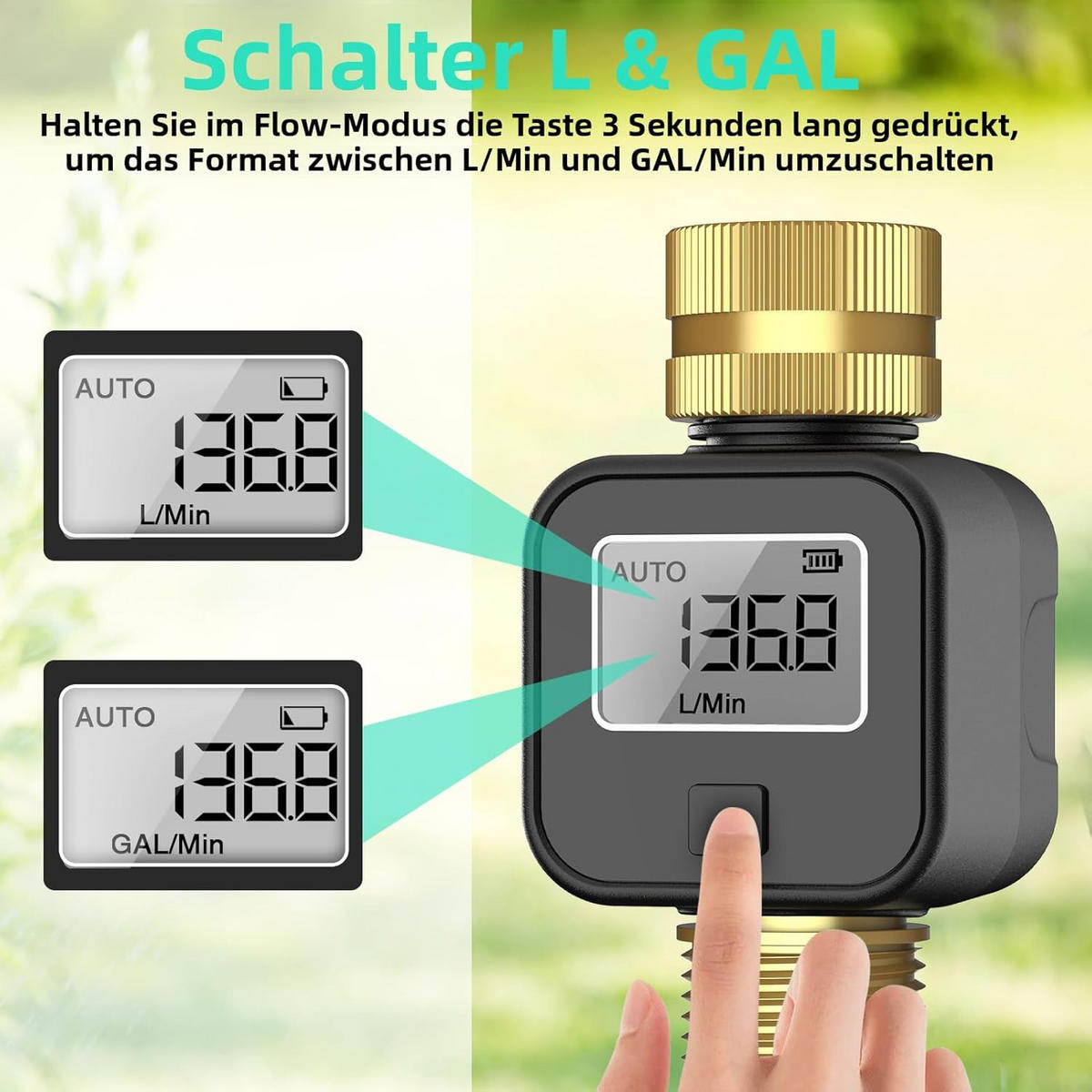 BEWÄSSERUNGSREGLER Wasserzähler mit Messinganschlüssen - Grau, Metall (9/5/5cm) - Weltevree